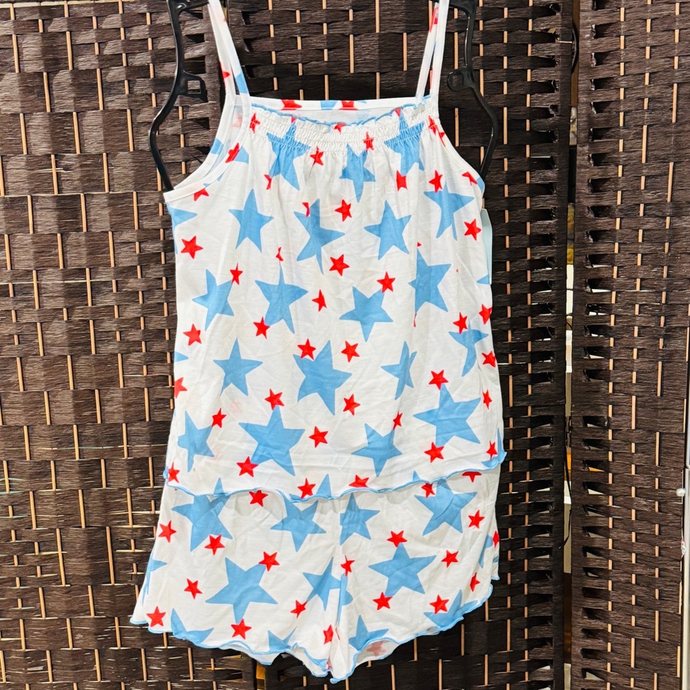 Girls' 2pc Stars Tank Top Pajama Set - Cat & Jack White XL (14) Loose Fit *927